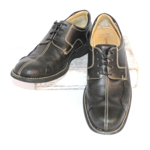 Johnston & Murphy Loafers Mens 10.5 M Black Soft Leather Lace Up Dress Shoes - Picture 1 of 6